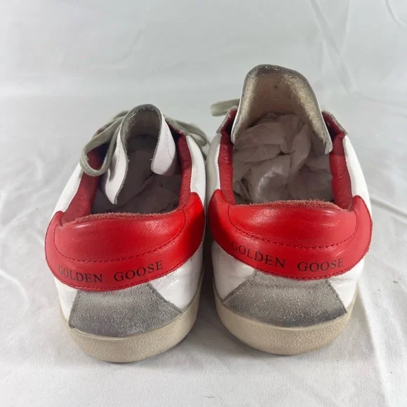 GOLDEN GOOSE GGDB White Red Leather Super Star Sneakers Marked as 41 11US Unisex